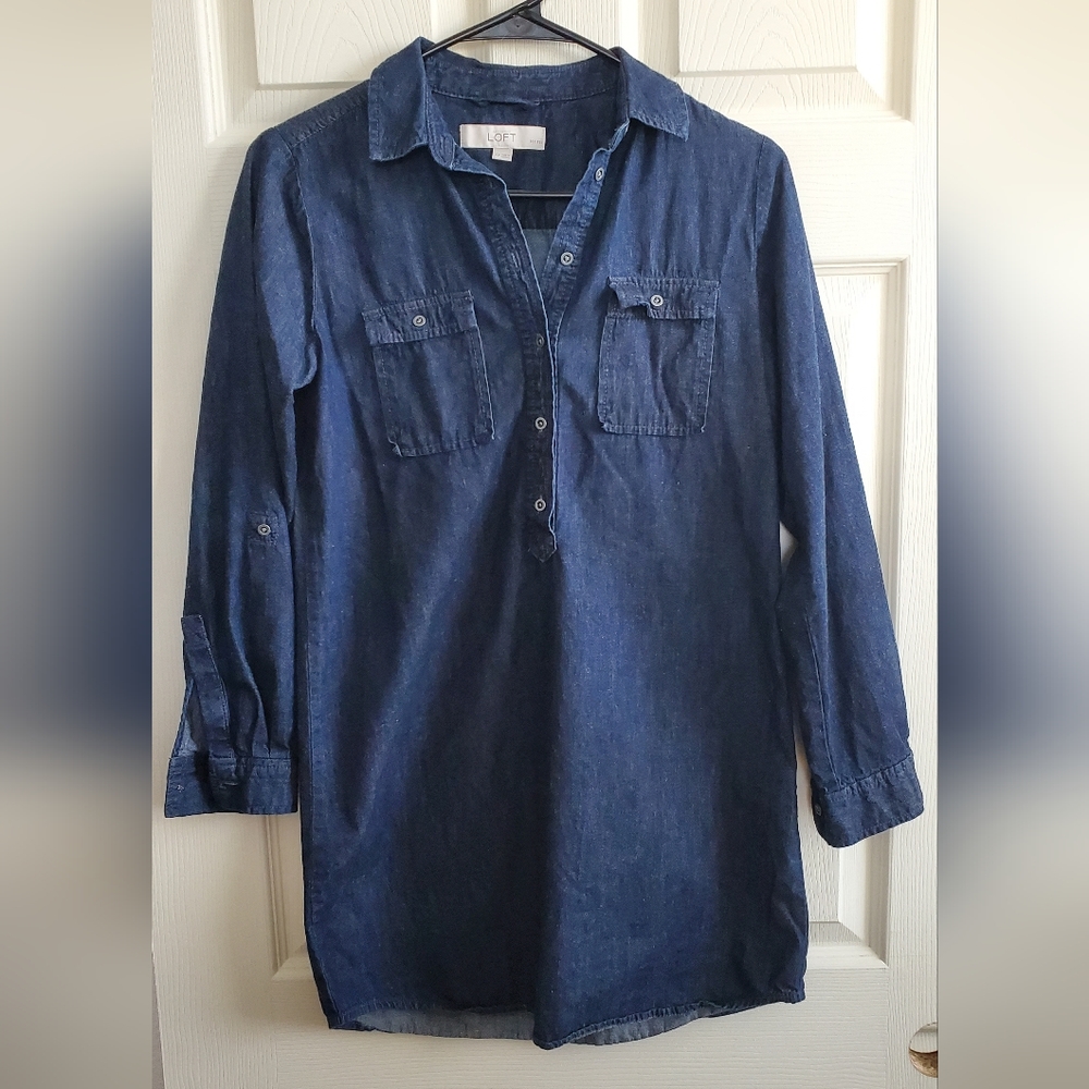 LOFT DENIM SHIRT DRESS